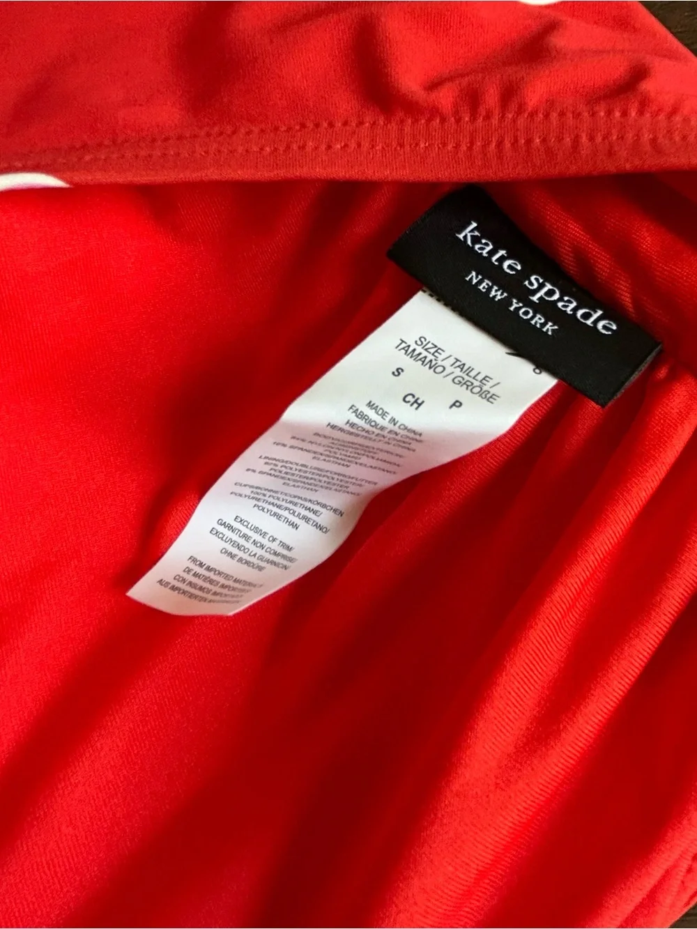 Kate Spade Goji Berry Bandeau Tie Front One Piece Swimsuit Downtown Dot Small